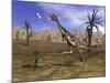 Mononykus Dinosaur Chasing a Dragonfly in the Desert-Stocktrek Images-Mounted Art Print