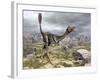 Mononykus Dinosaur Eating a Lizard Gecko-Stocktrek Images-Framed Art Print