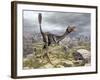 Mononykus Dinosaur Eating a Lizard Gecko-Stocktrek Images-Framed Art Print