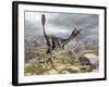 Mononykus Dinosaur Eating a Lizard Gecko-Stocktrek Images-Framed Art Print