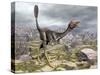 Mononykus Dinosaur Eating a Lizard Gecko-Stocktrek Images-Stretched Canvas