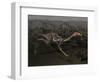 Mononykus Dinosaur Running at Night-Stocktrek Images-Framed Art Print