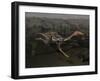 Mononykus Dinosaur Running at Night-Stocktrek Images-Framed Art Print