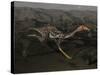 Mononykus Dinosaur Running at Night-Stocktrek Images-Stretched Canvas
