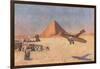 Monoplane Landing by Pyramid and Sphinx-null-Framed Art Print