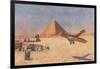 Monoplane Landing by Pyramid and Sphinx-null-Framed Art Print