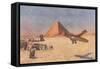 Monoplane Landing by Pyramid and Sphinx-null-Framed Stretched Canvas