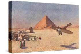 Monoplane Landing by Pyramid and Sphinx-null-Stretched Canvas