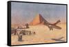 Monoplane Landing by Pyramid and Sphinx-null-Framed Stretched Canvas