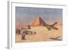 Monoplane Landing by Pyramid and Sphinx-null-Framed Art Print