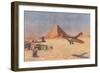 Monoplane Landing by Pyramid and Sphinx-null-Framed Art Print