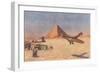 Monoplane Landing by Pyramid and Sphinx-null-Framed Art Print