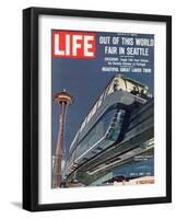 Monorail and Space Needle at World's Fair in Seattle, May 4, 1962-Ralph Crane-Framed Photographic Print