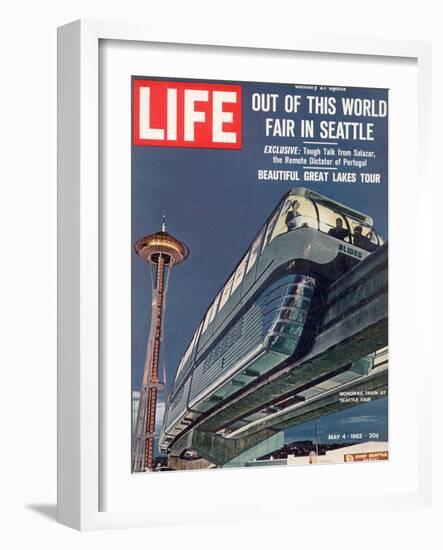 Monorail and Space Needle at World's Fair in Seattle, May 4, 1962-Ralph Crane-Framed Photographic Print