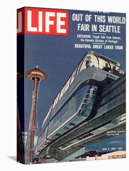 Monorail and Space Needle at World's Fair in Seattle, May 4, 1962-Ralph Crane-Stretched Canvas
