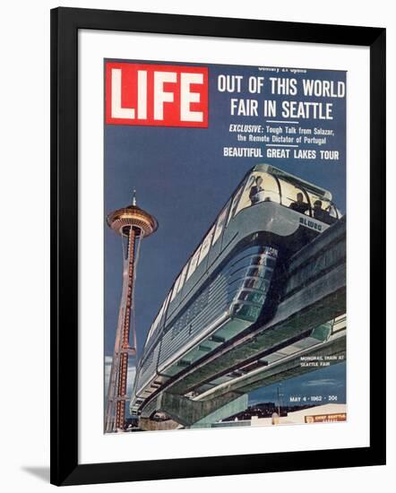 Monorail and Space Needle at World's Fair in Seattle, May 4, 1962-Ralph Crane-Framed Photographic Print