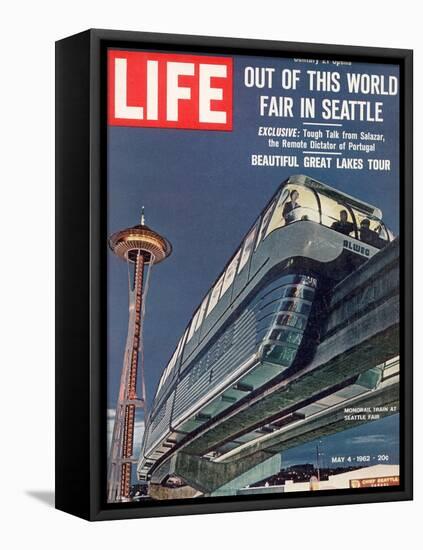 Monorail and Space Needle at World's Fair in Seattle, May 4, 1962-Ralph Crane-Framed Stretched Canvas