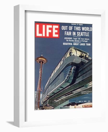 Monorail and Space Needle at World's Fair in Seattle, May 4, 1962-Ralph Crane-Framed Photographic Print