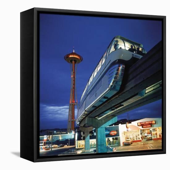 Monorail at Century 21, Seattle World's Fair. Space Needle in Background-Ralph Crane-Framed Stretched Canvas
