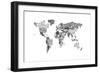 Monotone Text Map of the World-Michael Tompsett-Framed Art Print