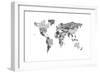 Monotone Text Map of the World-Michael Tompsett-Framed Art Print