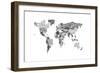 Monotone Text Map of the World-Michael Tompsett-Framed Premium Giclee Print