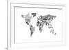 Monotone Text Map of the World-Michael Tompsett-Framed Art Print