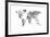 Monotone Text Map of the World-Michael Tompsett-Framed Art Print