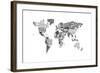 Monotone Text Map of the World-Michael Tompsett-Framed Art Print
