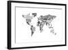 Monotone Text Map of the World-Michael Tompsett-Framed Art Print