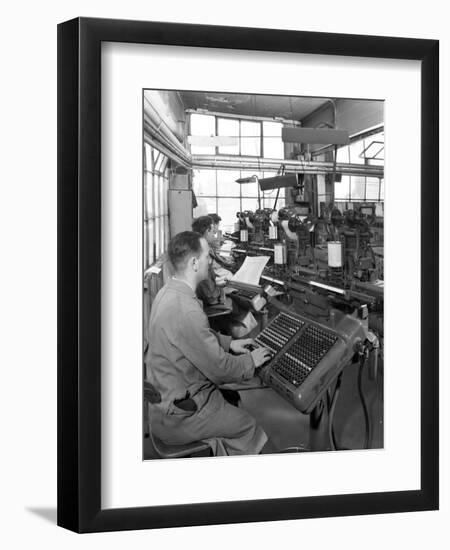 Monotype Keyboards in Operation at a Printing Company, Mexborough, South Yorkshire, 1959-Michael Walters-Framed Photographic Print