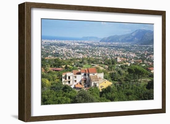 Monreale view from Monreale Cathedral, Monreale, Sicily, Italy, Europe-Marco Simoni-Framed Photographic Print