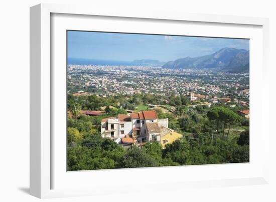 Monreale view from Monreale Cathedral, Monreale, Sicily, Italy, Europe-Marco Simoni-Framed Photographic Print