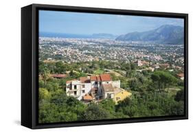 Monreale view from Monreale Cathedral, Monreale, Sicily, Italy, Europe-Marco Simoni-Framed Stretched Canvas