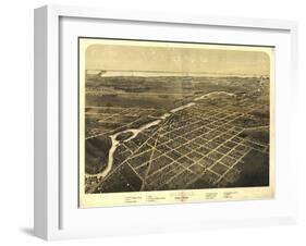 Monroe, Michigan - Panoramic Map-Lantern Press-Framed Art Print