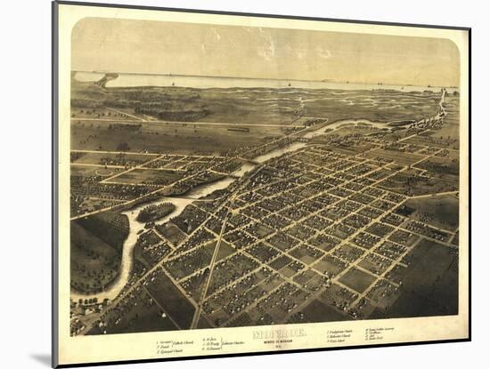 Monroe, Michigan - Panoramic Map-Lantern Press-Mounted Art Print