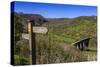 Monsal Head Viaduct and Footpath Sign in Spring, Peak District National Park, Derbyshire, England-Eleanor Scriven-Stretched Canvas