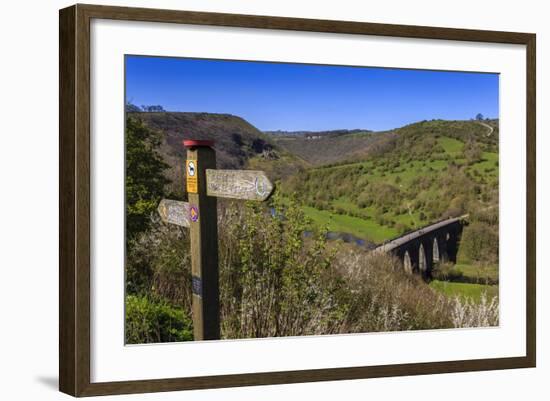 Monsal Head Viaduct and Footpath Sign in Spring, Peak District National Park, Derbyshire, England-Eleanor Scriven-Framed Photographic Print