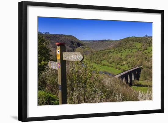 Monsal Head Viaduct and Footpath Sign in Spring, Peak District National Park, Derbyshire, England-Eleanor Scriven-Framed Photographic Print