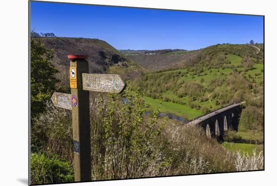 Monsal Head Viaduct and Footpath Sign in Spring, Peak District National Park, Derbyshire, England-Eleanor Scriven-Mounted Photographic Print