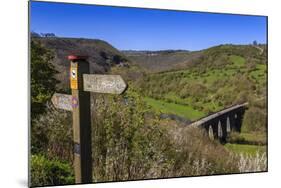 Monsal Head Viaduct and Footpath Sign in Spring, Peak District National Park, Derbyshire, England-Eleanor Scriven-Mounted Photographic Print