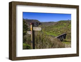 Monsal Head Viaduct and Footpath Sign in Spring, Peak District National Park, Derbyshire, England-Eleanor Scriven-Framed Photographic Print