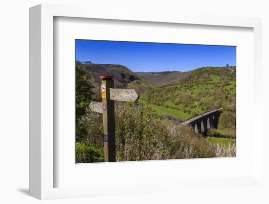 Monsal Head Viaduct and Footpath Sign in Spring, Peak District National Park, Derbyshire, England-Eleanor Scriven-Framed Photographic Print