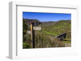 Monsal Head Viaduct and Footpath Sign in Spring, Peak District National Park, Derbyshire, England-Eleanor Scriven-Framed Photographic Print