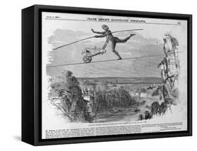 Monsieur Blondin Crossing Niagara on a Rope, 1859-null-Framed Stretched Canvas