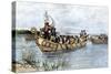Monsieur De Cadillac Debarking at Detroit, Lake Michigan, 1701. Antoine Laumet Called De Lamothe Ca-null-Stretched Canvas