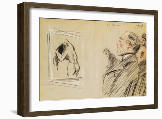 Monsieur Fiquet Admiring a Pastel by Degas-Paul Cesar Helleu-Framed Giclee Print