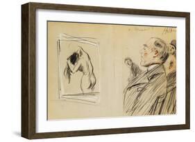 Monsieur Fiquet Admiring a Pastel by Degas-Paul Cesar Helleu-Framed Giclee Print