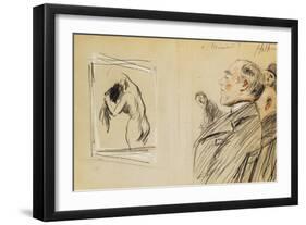 Monsieur Fiquet Admiring a Pastel by Degas-Paul Cesar Helleu-Framed Giclee Print