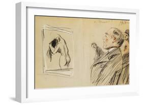 Monsieur Fiquet Admiring a Pastel by Degas-Paul Cesar Helleu-Framed Giclee Print